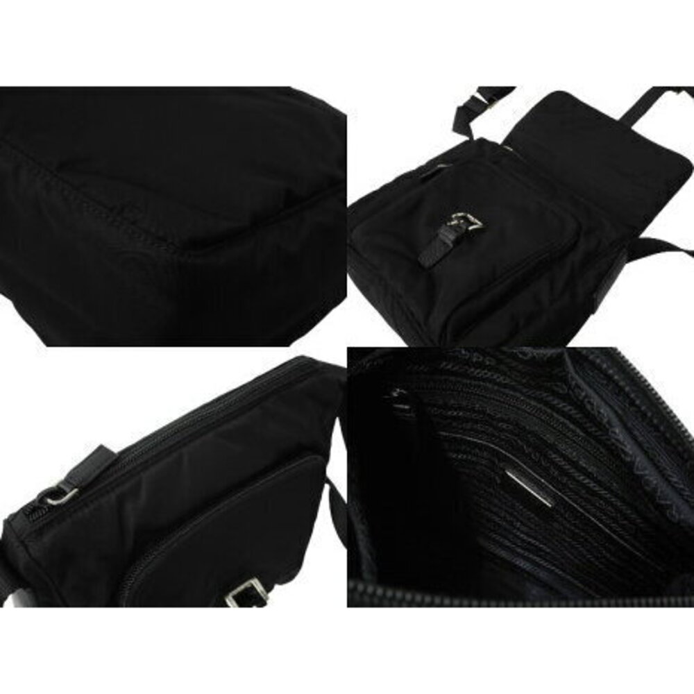 Prada cross shoulder bag triangular logo plate bl… - image 7